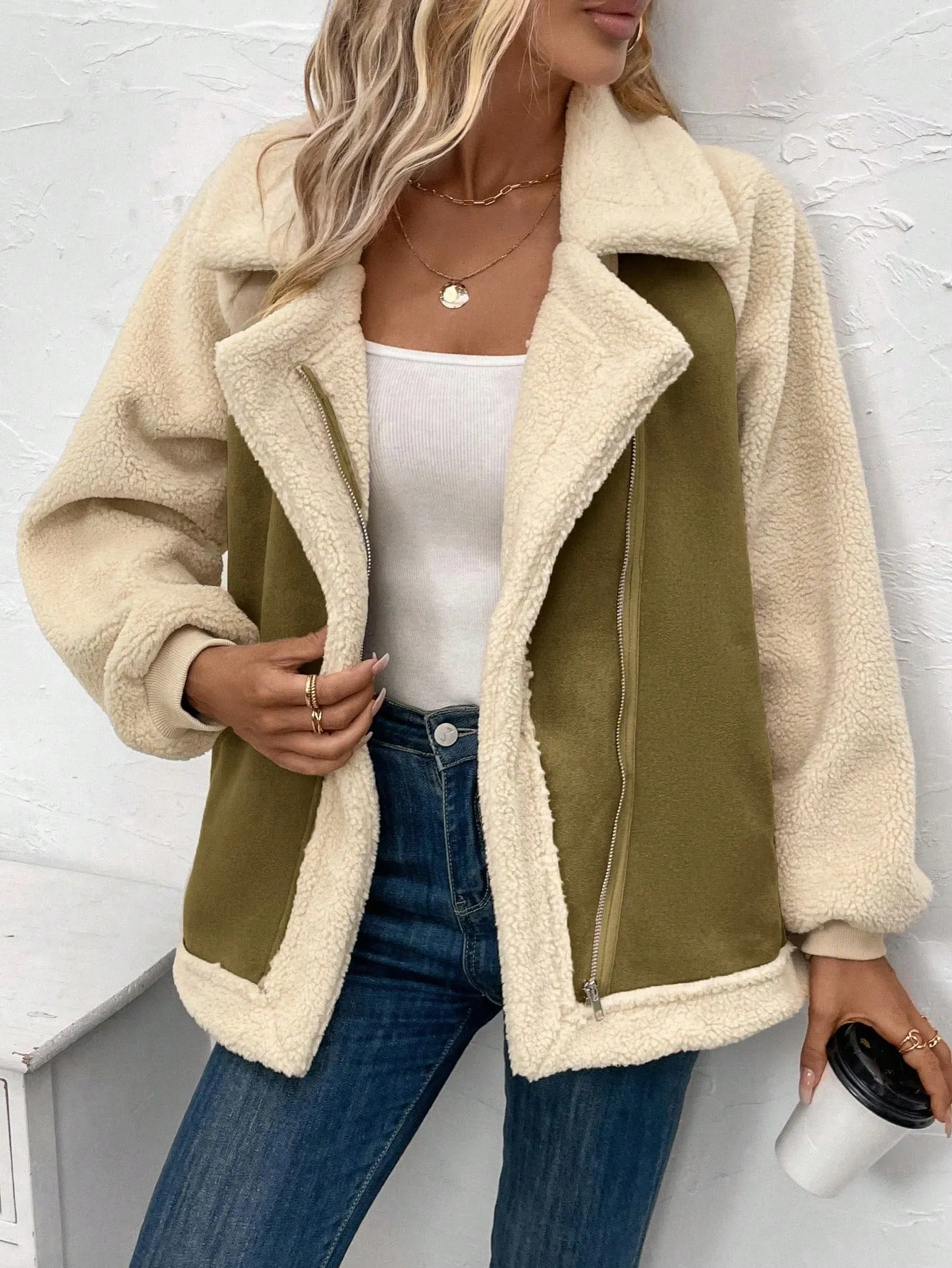 LUNE Zip Up Teddy Lined Jacket