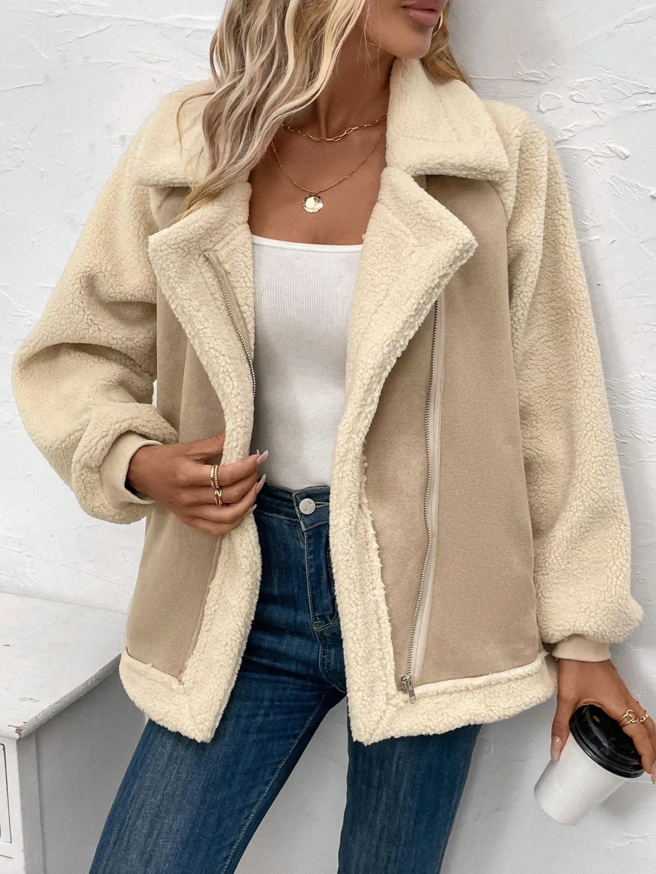 LUNE Zip Up Teddy Lined Jacket