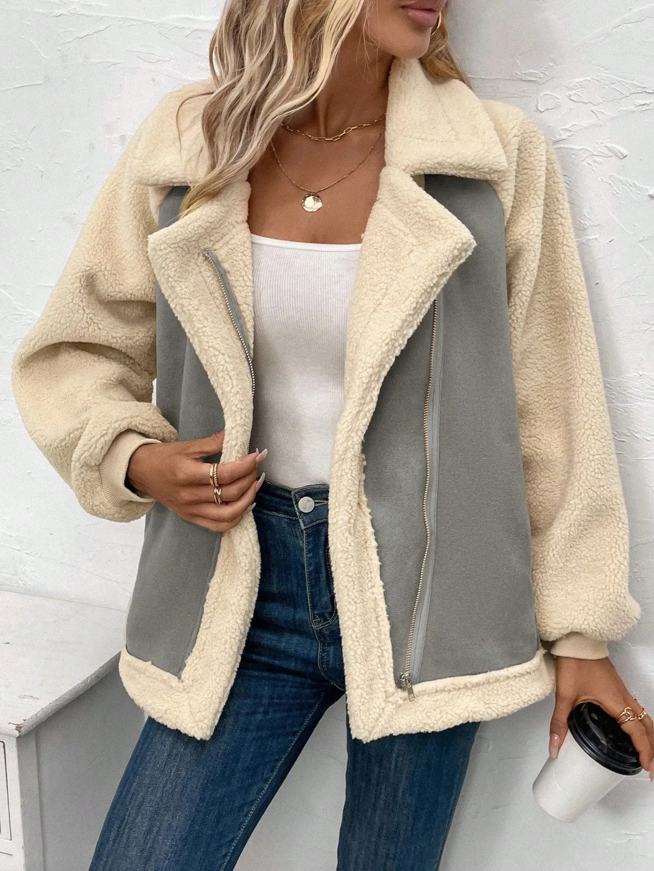 LUNE Zip Up Teddy Lined Jacket