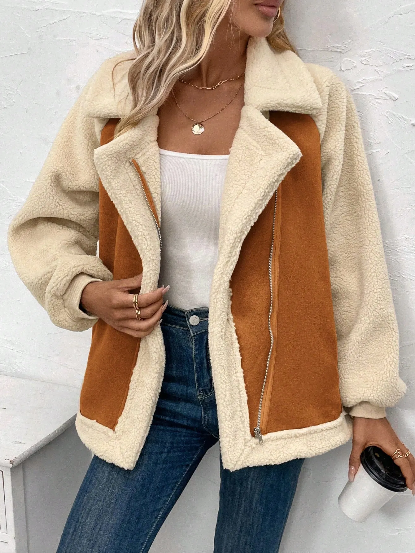 LUNE Zip Up Teddy Lined Jacket