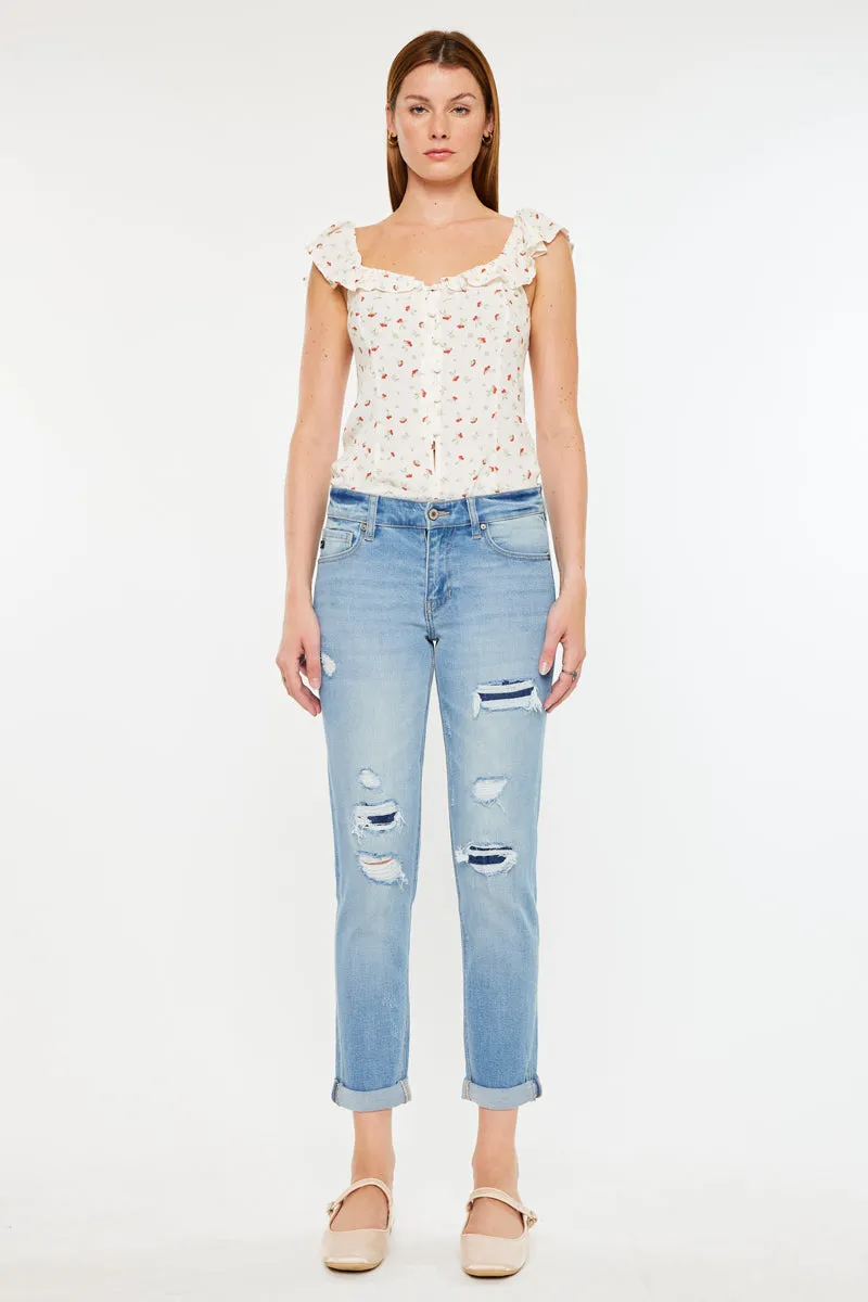 Luxanna Mid Rise Slim Boyfriend Jeans