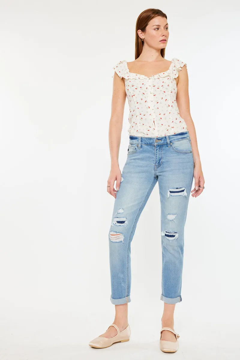 Luxanna Mid Rise Slim Boyfriend Jeans