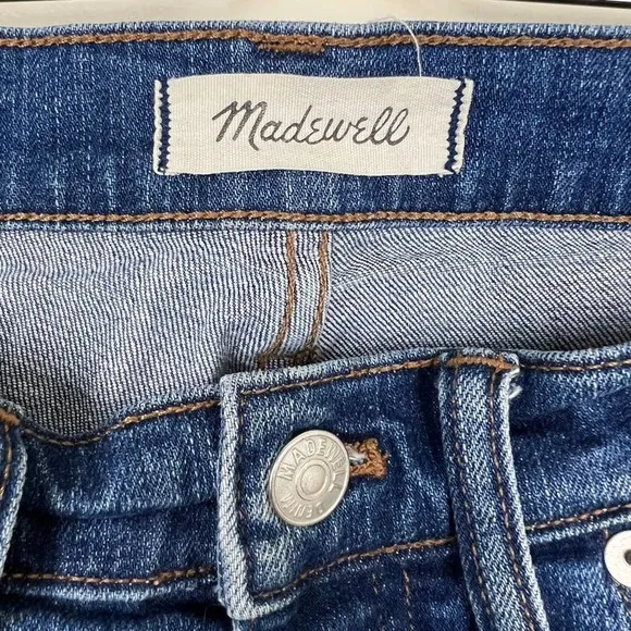 Madewell 9&quot; High Riser Skinny Skinny Crop Jeans Sz 27 Distressed Raw Hem G1421