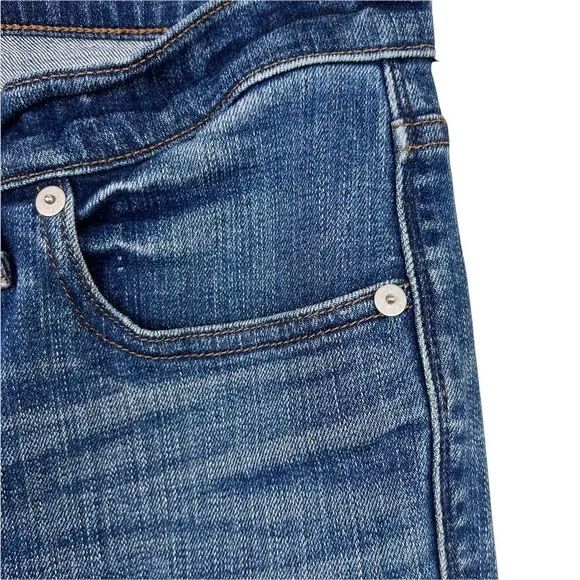 Madewell 9&quot; High Riser Skinny Skinny Crop Jeans Sz 27 Distressed Raw Hem G1421