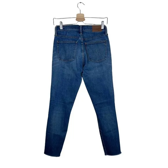 Madewell 9&quot; High Riser Skinny Skinny Crop Jeans Sz 27 Distressed Raw Hem G1421