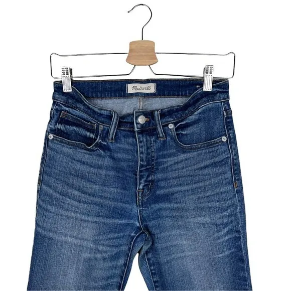 Madewell 9&quot; High Riser Skinny Skinny Crop Jeans Sz 27 Distressed Raw Hem G1421