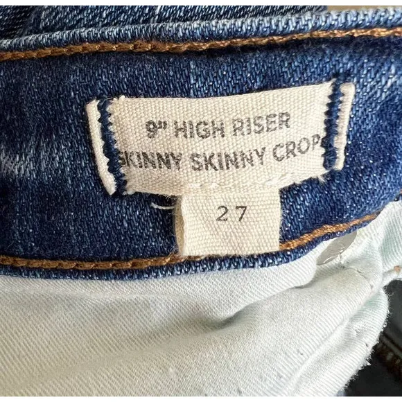 Madewell 9&quot; High Riser Skinny Skinny Crop Jeans Sz 27 Distressed Raw Hem G1421