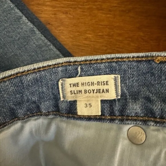 Madewell &quot;The High-Rise Slim Boyjean&quot; Size 35 Medium Wash Cropped Jeans - EUC