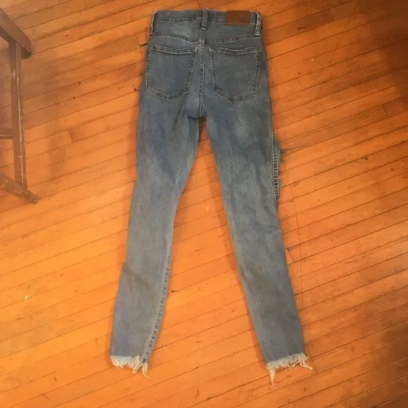 Madewell distressed multi button high rise jeans
