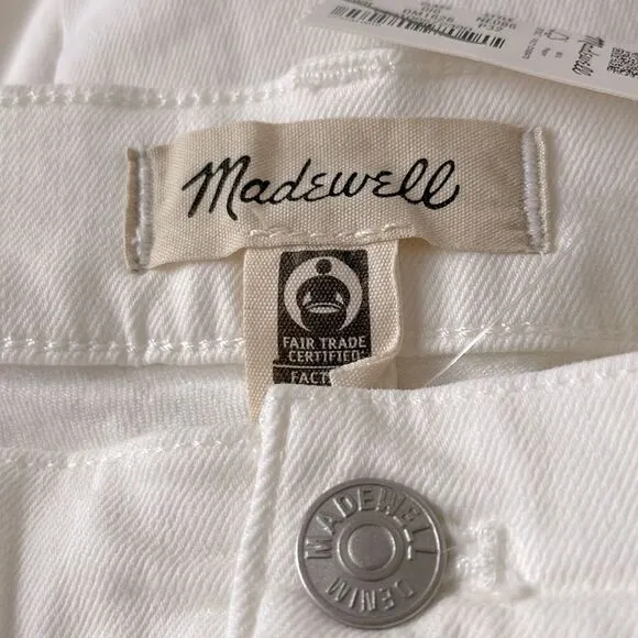 Madewell NWT Petite Perfect Vintage Wide Leg Crop Jeans Size 32P in Tile White