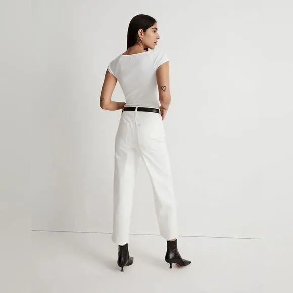 Madewell NWT Petite Perfect Vintage Wide Leg Crop Jeans Size 32P in Tile White