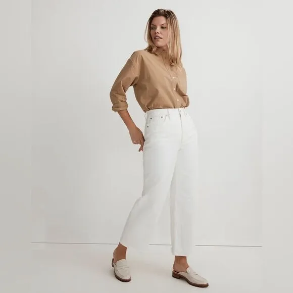 Madewell NWT Tall Perfect Vintage Wide Leg Crop Jeans Size 30T in Tile White