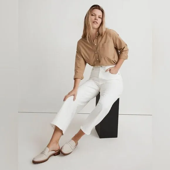 Madewell NWT Tall Perfect Vintage Wide Leg Crop Jeans Size 30T in Tile White