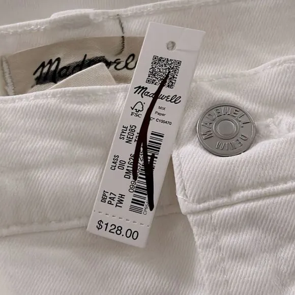 Madewell NWT Tall Perfect Vintage Wide-Leg Crop Jeans Size 31T High Rise White