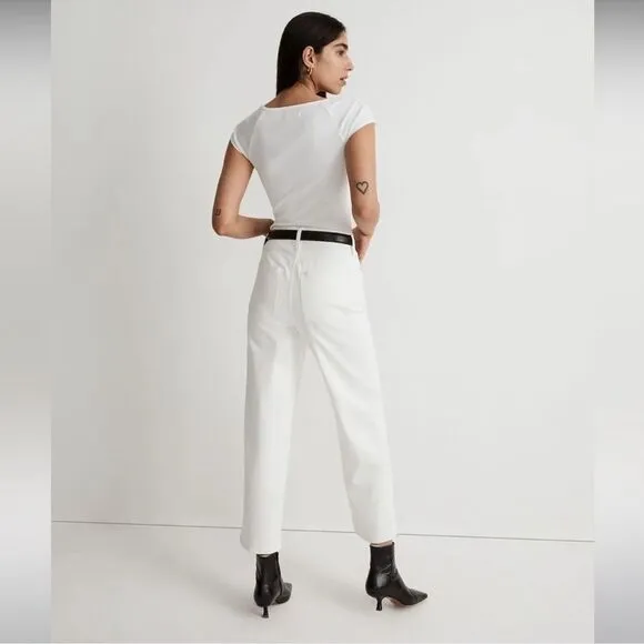 Madewell NWT Tall Perfect Vintage Wide-Leg Crop Jeans Size 31T High Rise White