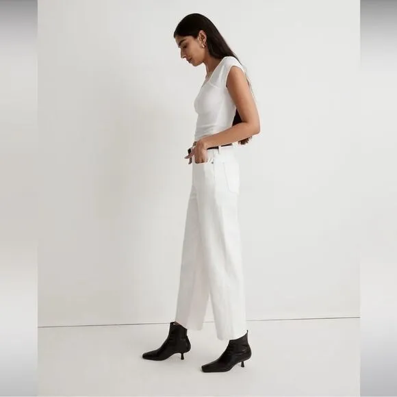 Madewell NWT Tall Perfect Vintage Wide-Leg Crop Jeans Size 31T High Rise White