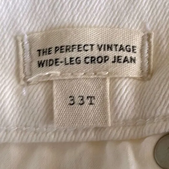 Madewell NWT Tall Perfect Vintage Wide Leg Crop Jeans Size 33T in Tile White