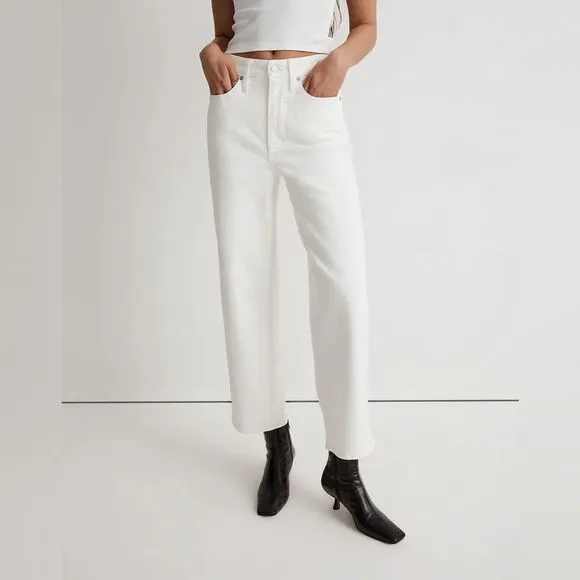 Madewell NWT Tall Perfect Vintage Wide Leg Crop Jeans Size 33T in Tile White