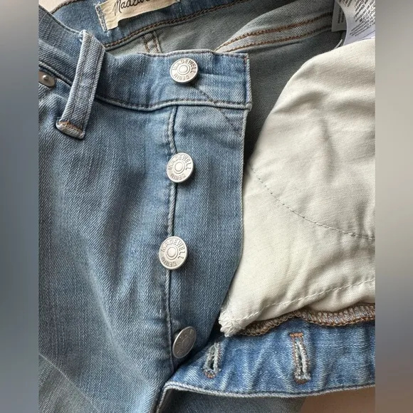 MADEWELL Woman's Light Wash Button Fly High Rise Skinny Jeans, Size 28