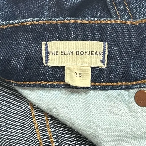 Madewell women’s The Slim Boyjean dark wash jeans, size 26