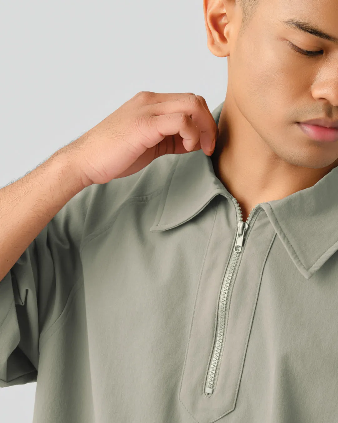 Men Oversized Nylon Polo Tee