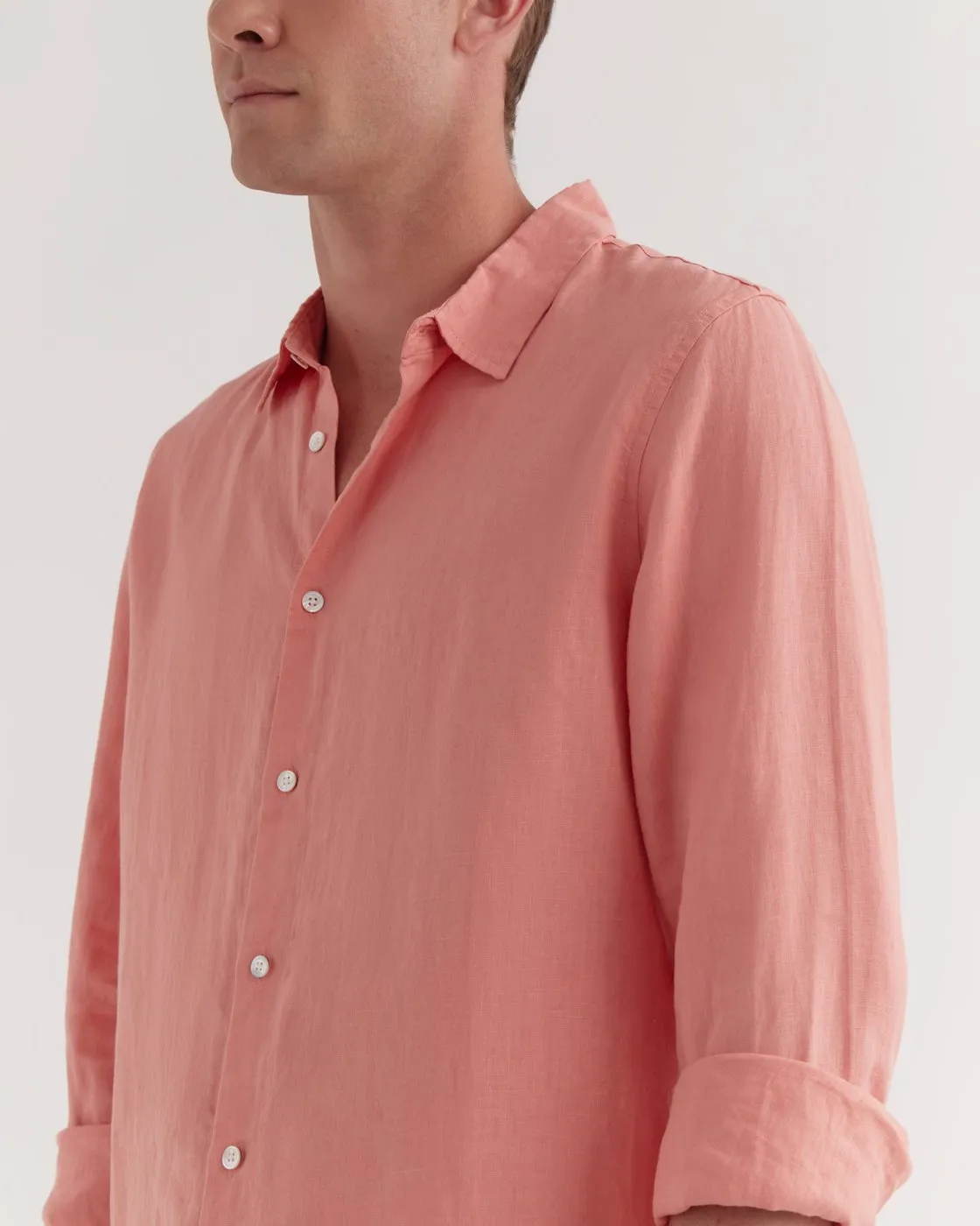 Mens Casual LS Shirt Washed Red