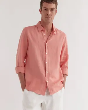 Mens Casual LS Shirt Washed Red