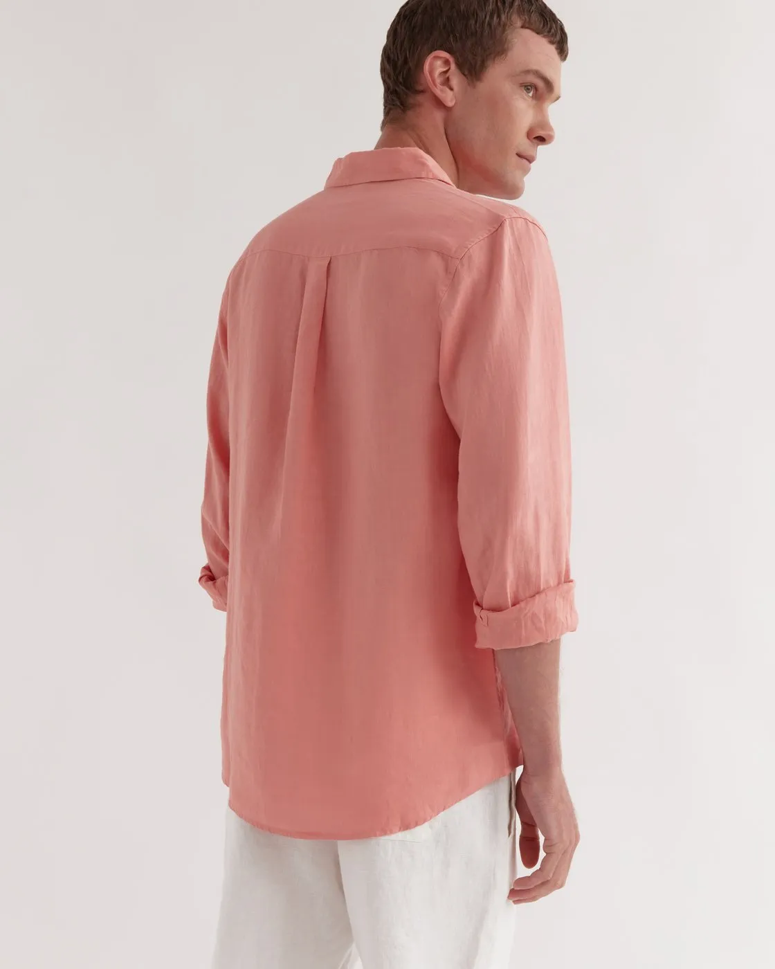 Mens Casual LS Shirt Washed Red
