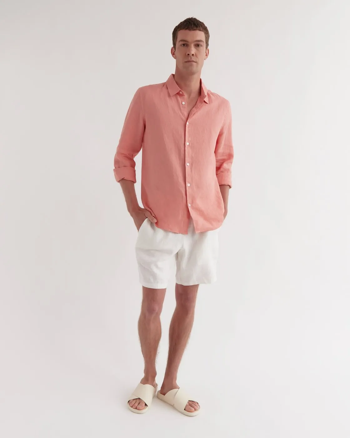 Mens Casual LS Shirt Washed Red