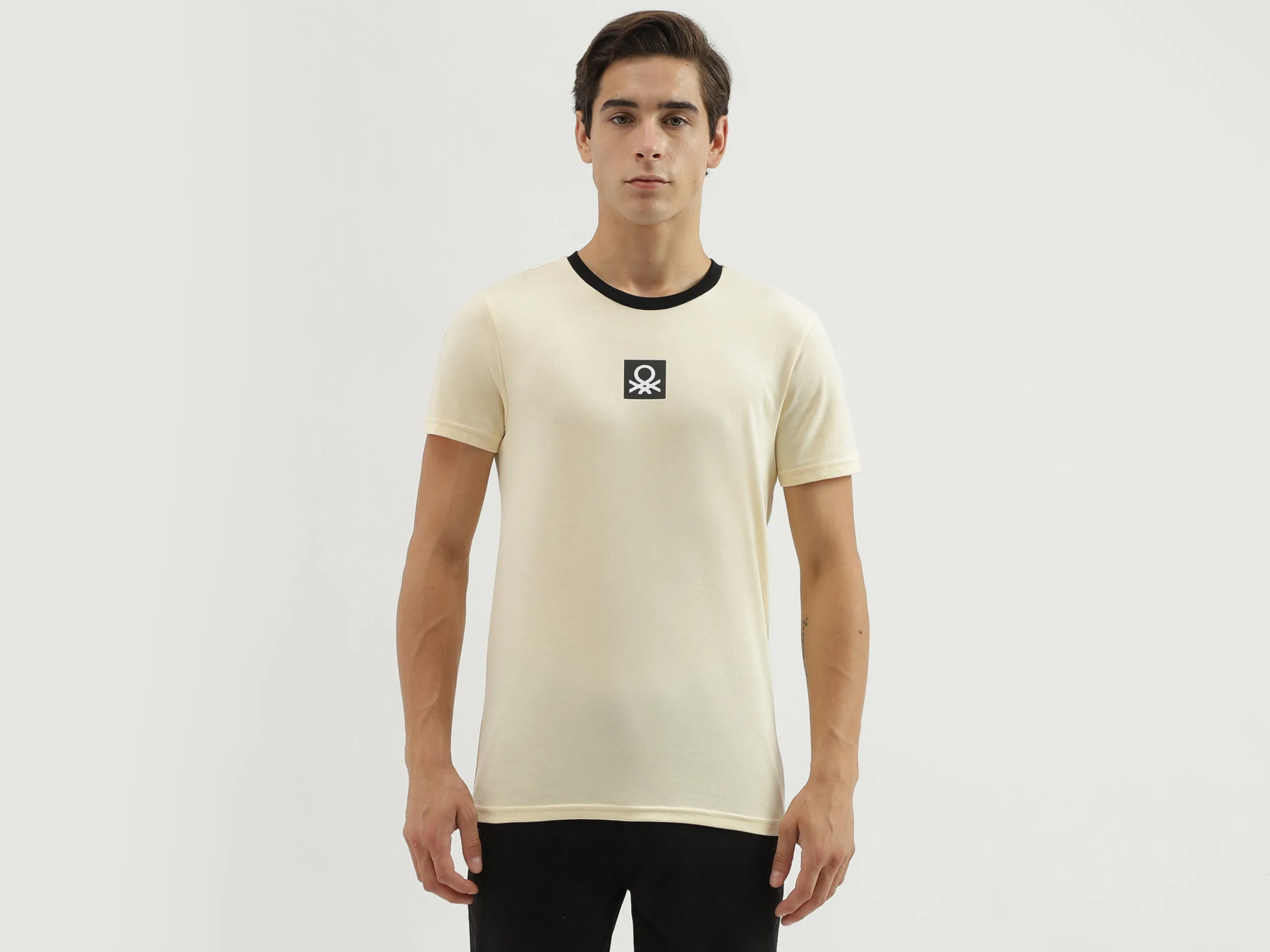 Men's Regular Fit Crew Neck Brand Logo T-Shirt