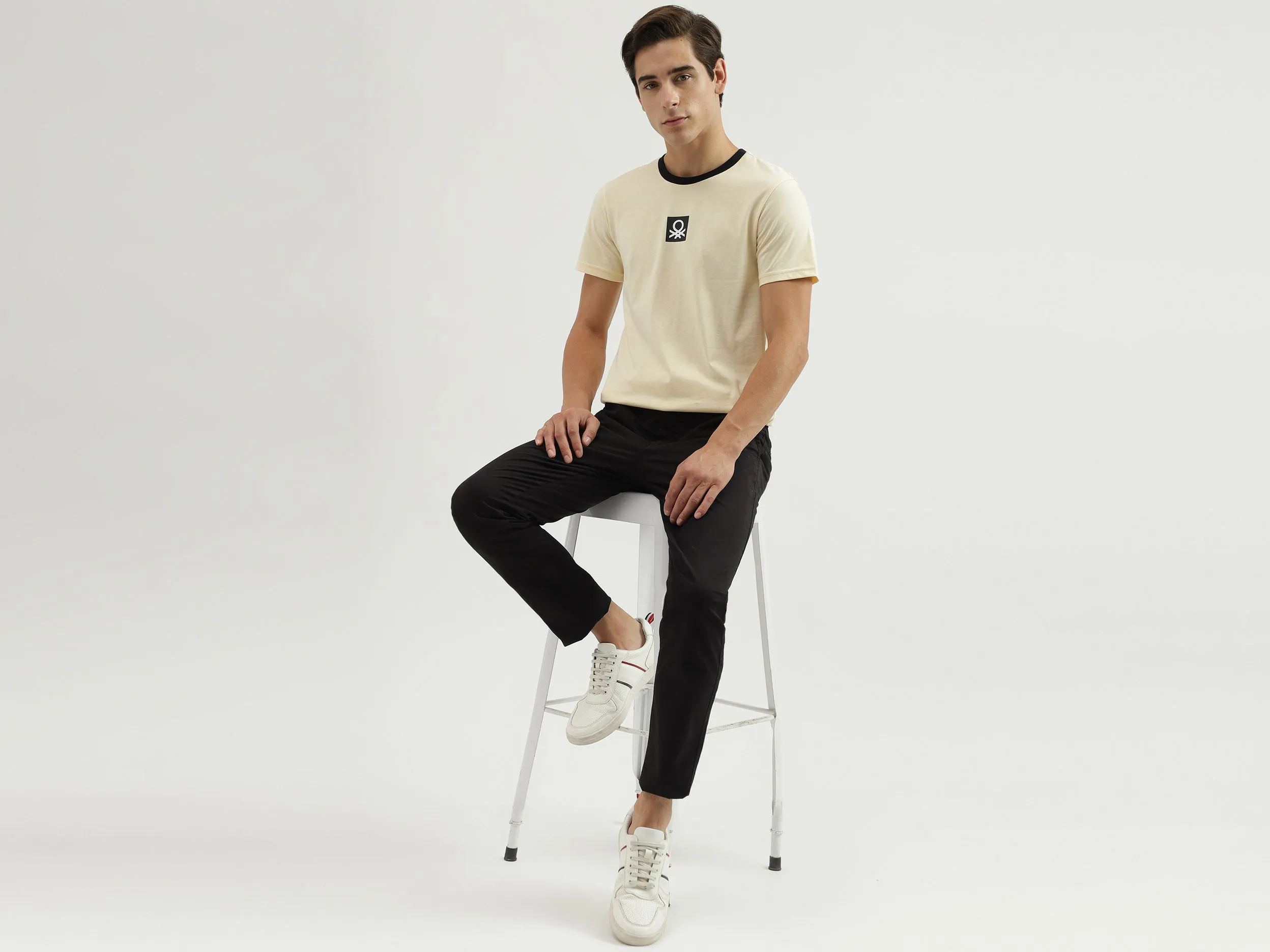 Men's Regular Fit Crew Neck Brand Logo T-Shirt