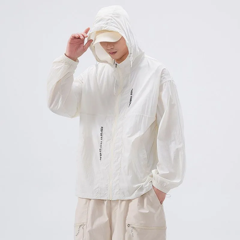 Men's Relaxed-Fit Solid Windbreaker for Outdoor Camping