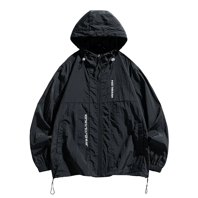 Men's Relaxed-Fit Solid Windbreaker for Outdoor Camping