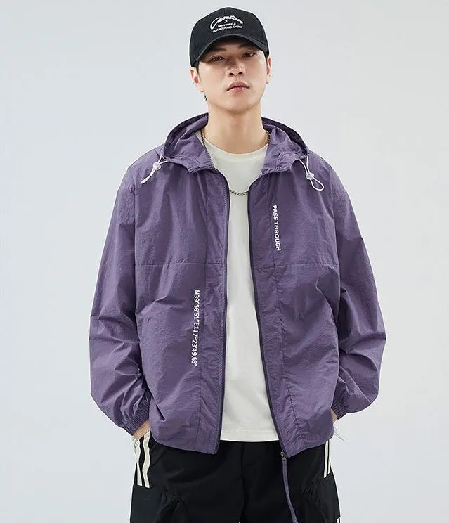 Men's Relaxed-Fit Solid Windbreaker for Outdoor Camping