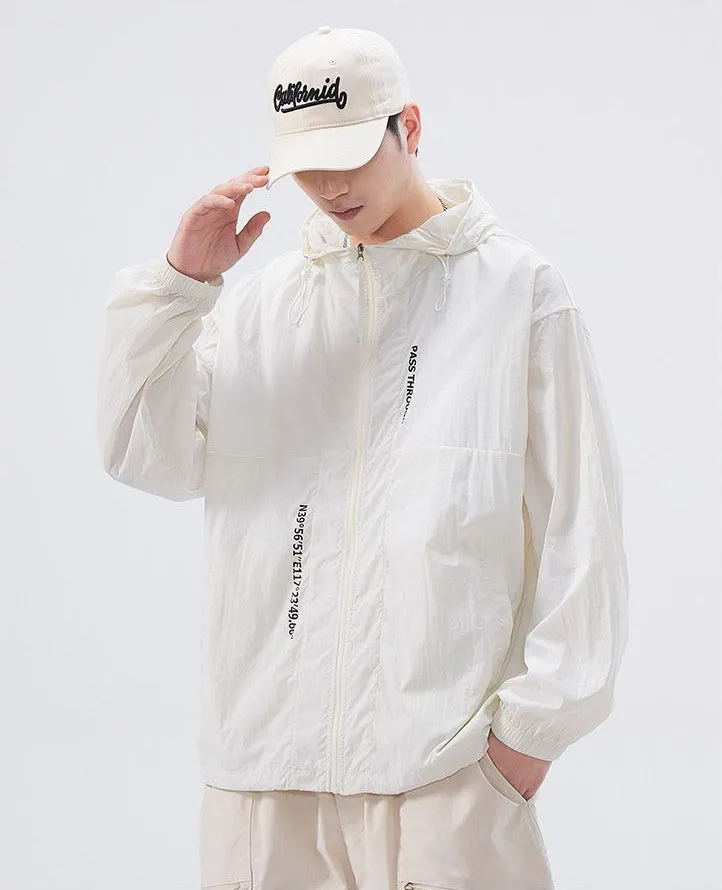 Men's Relaxed-Fit Solid Windbreaker for Outdoor Camping