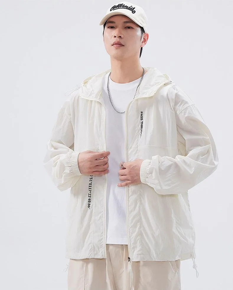 Men's Relaxed-Fit Solid Windbreaker for Outdoor Camping