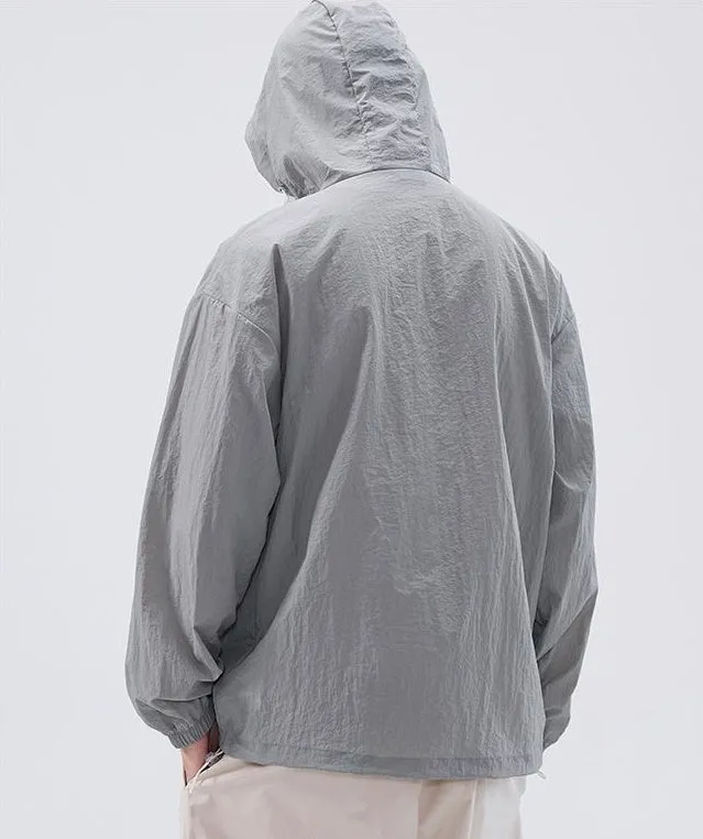 Men's Relaxed-Fit Solid Windbreaker for Outdoor Camping