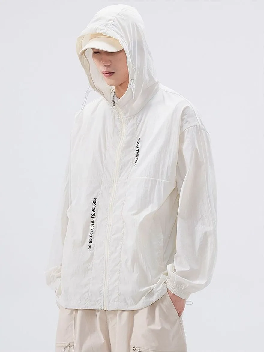 Men's Relaxed-Fit Solid Windbreaker for Outdoor Camping