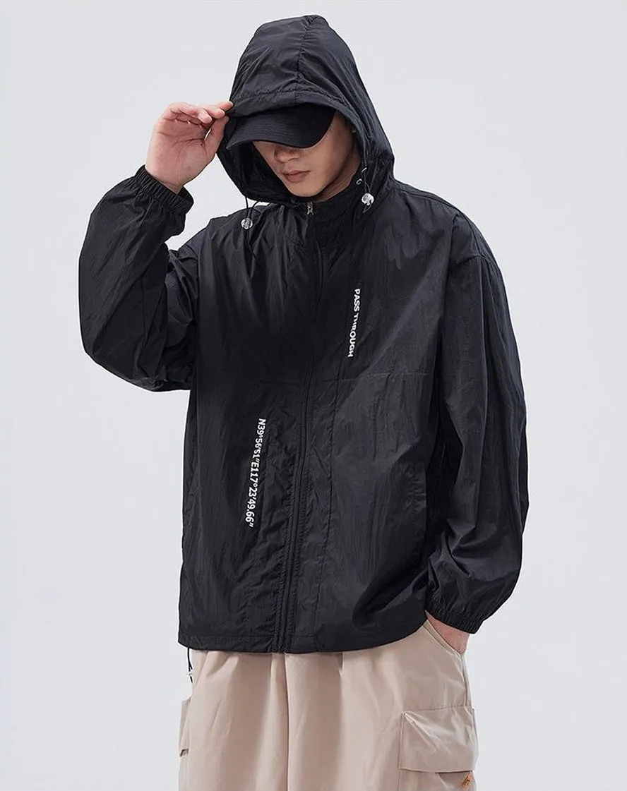 Men's Relaxed-Fit Solid Windbreaker for Outdoor Camping