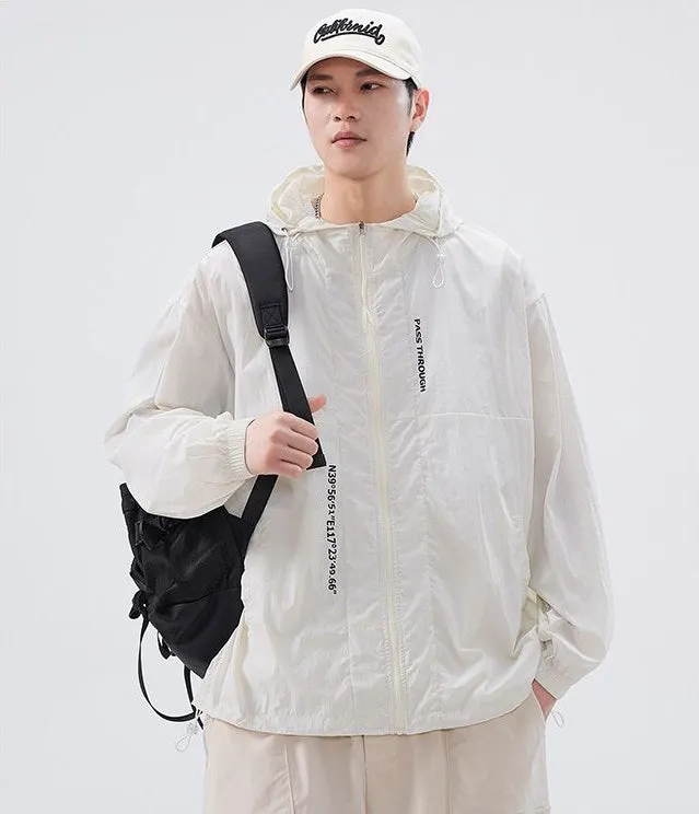 Men's Relaxed-Fit Solid Windbreaker for Outdoor Camping