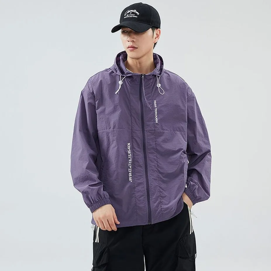 Men's Relaxed-Fit Solid Windbreaker for Outdoor Camping