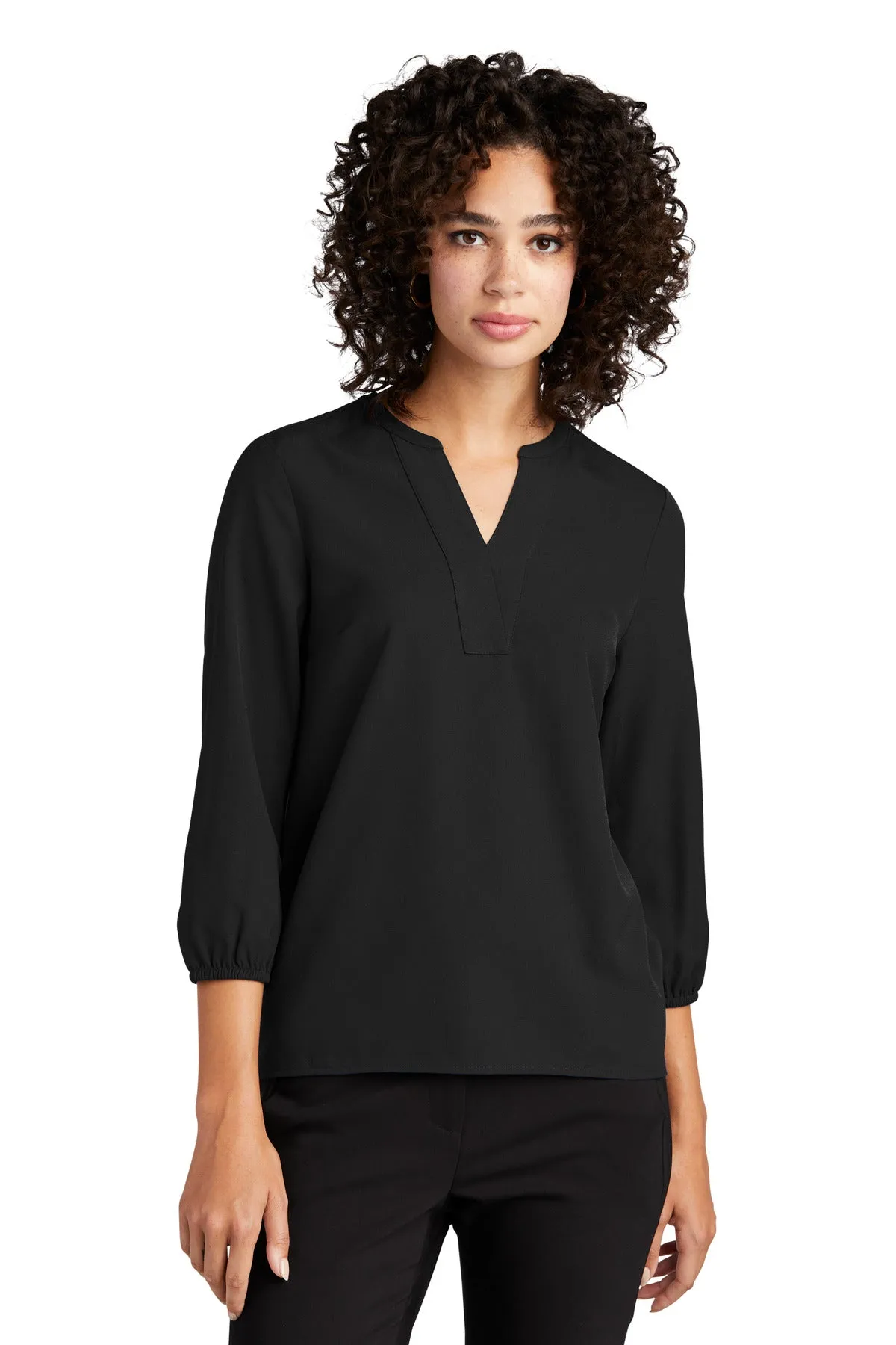 Mercer Mettle Women's Stretch Crepe 3/4-Sleeve Blouse MM2011 Deep Black
