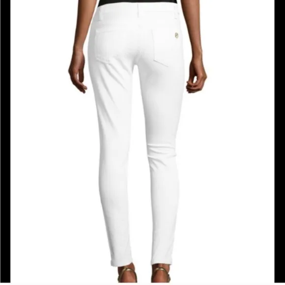 Michael Kors Izzy Slim Fit White Denim Jeans Skinny Mid Rise Pants Size 12 new