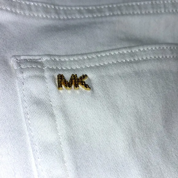 Michael Kors Izzy Slim Fit White Denim Jeans Skinny Mid Rise Pants Size 12 new