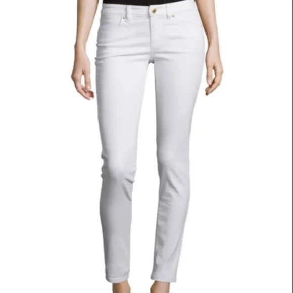 Michael Kors Izzy Slim Fit White Denim Jeans Skinny Mid Rise Pants Size 12 new