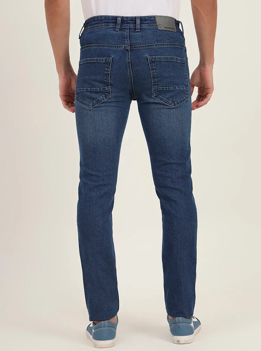 Mid Blue Washed Slim Fit Jeans | Greenfibre