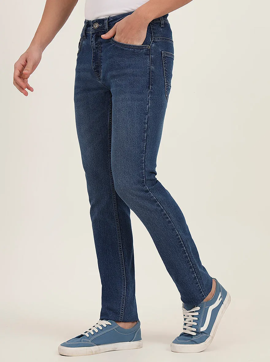 Mid Blue Washed Slim Fit Jeans | Greenfibre
