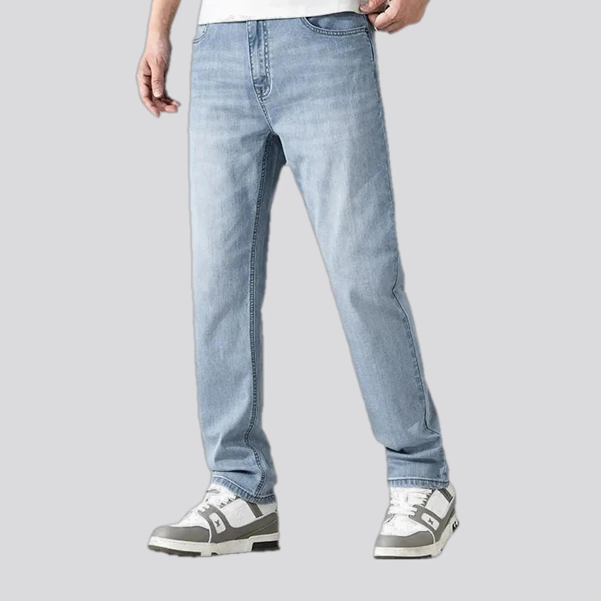Mid rise light sanded men's jeans