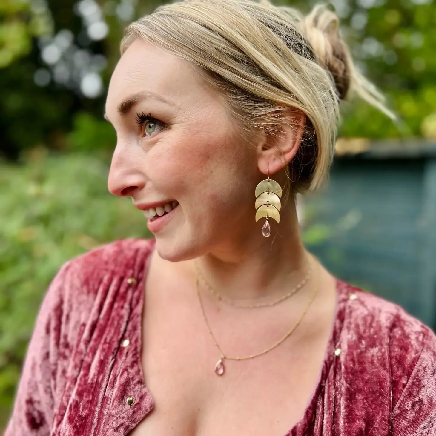 Moon Earrings {dusty rose}