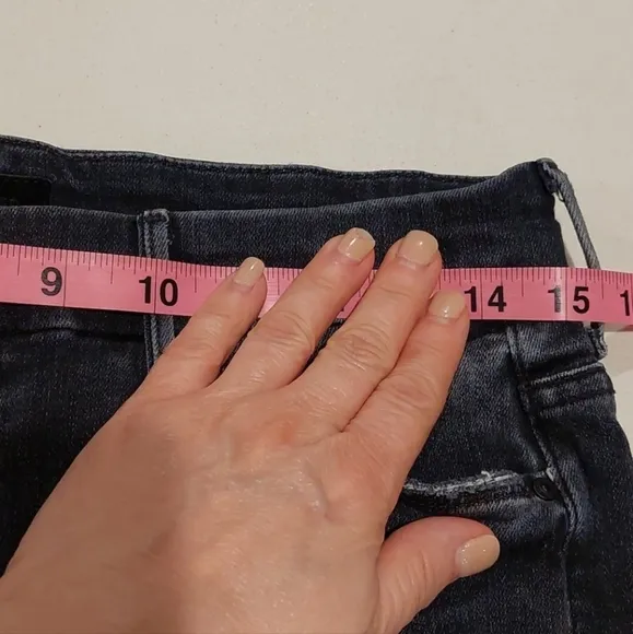 Mother Jeans Distressed High Waisted Black Sz 31 Looker Ankle Leave The Light On